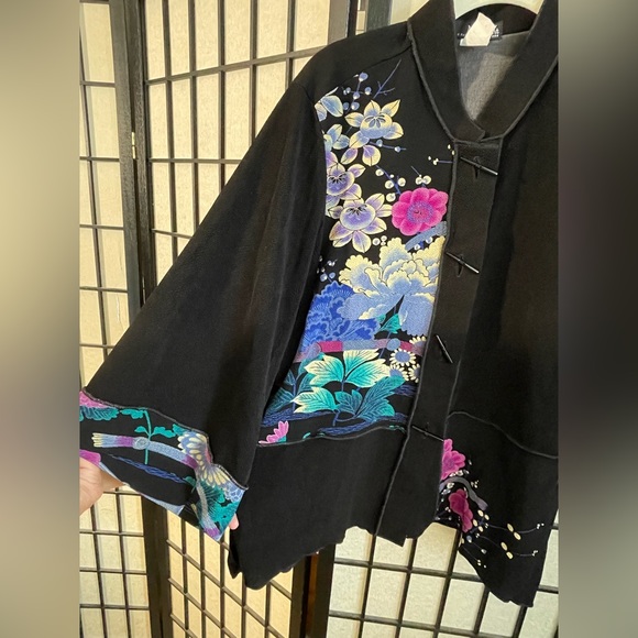 Moonlight Y & S Fashion Design Asian Print Crepe Jacket - Picture 12 of 15